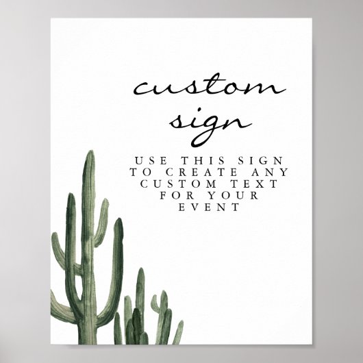 Eleanor - Bohemen Cactus Editable Sign Minimalist Poster (Voorkant)
