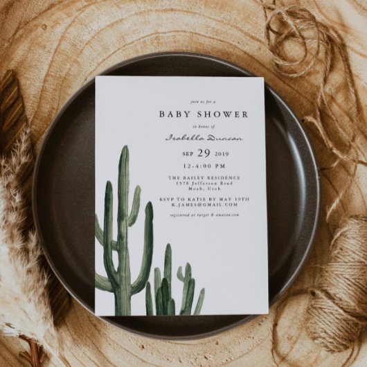 Eleanor - Bohemian Saguaro Cactus Baby shower Kaart