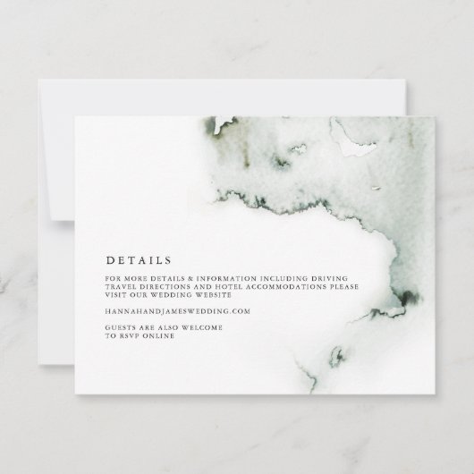 Eleanor - Green Waterverf Wedding Details Kaart (Voorkant)