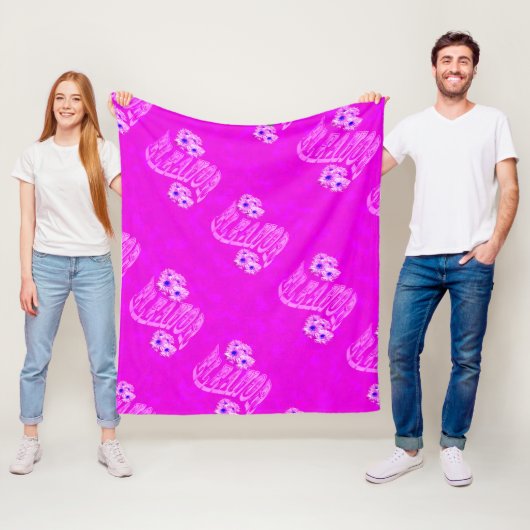 Eleanor Name Logo with Daisies, Fleece Deken (In situ)