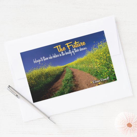 Eleanor Roosevelt Inspirerend citaat "De toekomst" Rechthoekige Sticker (Envelop)