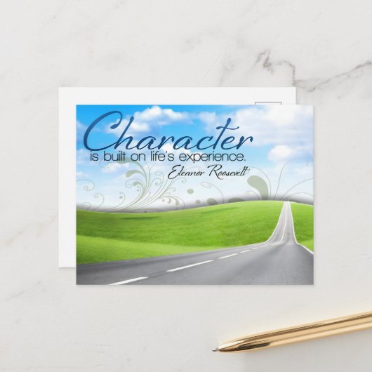 Eleanor Roosevelt Inspirerend citaat "Karakter" Briefkaart (Voorkant / Achterkant in situ)