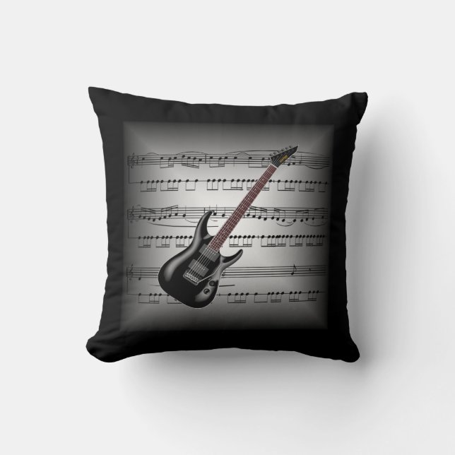Elec Guitar ~ 3-D-vel Music ~ Pillow Grey/Black~ Kussen (Voorkant)