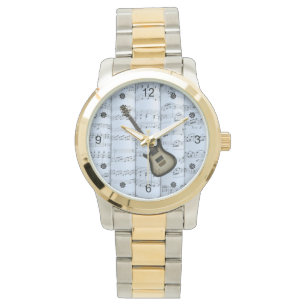 Elec Guitar~Rolling vellen Muziek~Blue Tint Terug Horloge