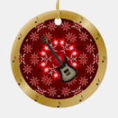 Elec Guitar ~ Silver ~ Red ~ Kerstmis ~ Keramisch Ornament (Achterkant)