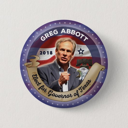 Elect Greg Abbott voor Gouverneur van Texas Ronde Button 5,7 Cm (Voorkant)