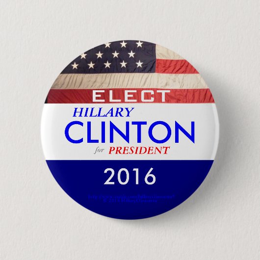 ELECT HILLARY CLINTON VOOR PRESIDENT 2016 RONDE BUTTON 5,7 CM (Voorkant)