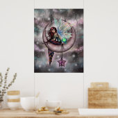 Electra Fae Fee op Maan Fantasie Kunstwerk Poster (Keuken)