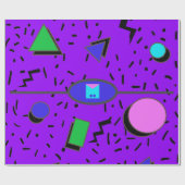 Electric 80s Memphis Abstracte Stijl Retro Naadloo Cadeaupapier (Vlak)