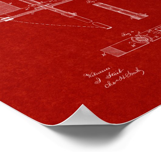 Electric Arc Lamp Patent - Burgundy Red Poster (Hoek)