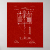 Electric Arc Lamp Patent - Burgundy Red Poster (Voorkant)
