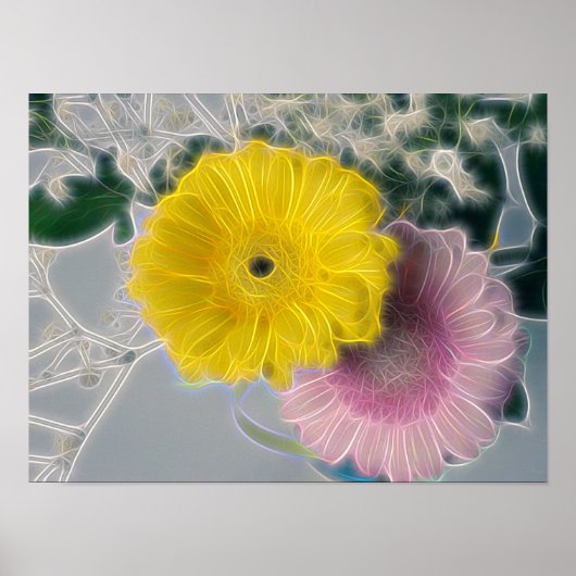 Electric Art Daisies bouquet Poster (Voorkant)