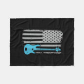 Electric Bass Guitar Player American Flag Musician Fleece Deken (Voorkant (Horizontaal))