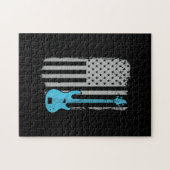 Electric Bass Guitar Player American Flag Musician Legpuzzel (Horizontaal)