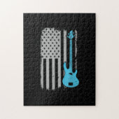 Electric Bass Guitar Player American Flag Musician Legpuzzel (Verticaal)