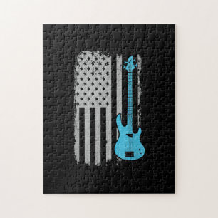 Electric Bass Guitar Player American Flag Musician Legpuzzel