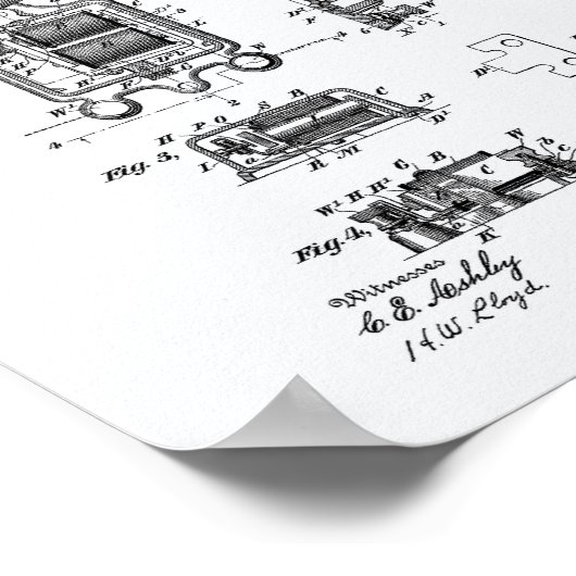 Electric Bell 1893 Patent Art - Witboek Poster (Hoek)