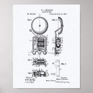 Electric Bell 1893 Patent Art - Witboek Poster