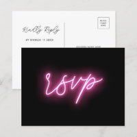 Electric Black en Pink Neon Glow Light RSVP