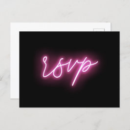 Electric Black en Pink Neon Glow Light RSVP Briefkaart