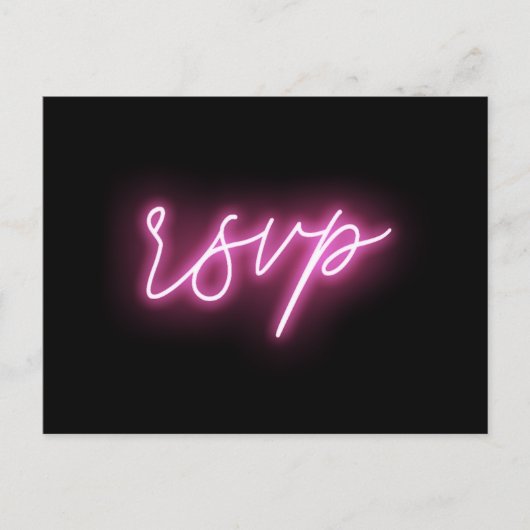 Electric Black en Pink Neon Glow Light RSVP Briefkaart (Voorkant)