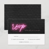 Electric Black en Pink Neon Glow Light RSVP-kaart RSVP Kaartje (Voorkant / Achterkant)