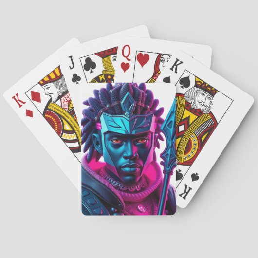 Electric Blauwgroen Warrior Poker Kaart (Achterkant)