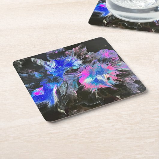 Electric Bloom Coaster Set - Abstract Kartonnen Onderzetters (Schuin)