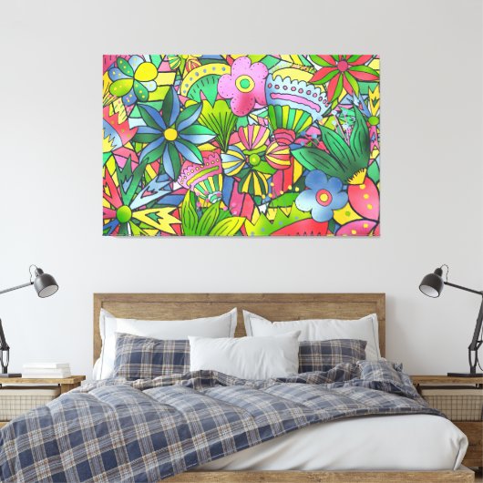 Electric Bloomscape Canvas Afdruk (Insitu (Slaapkamer))