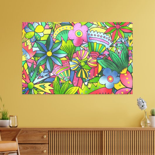 Electric Bloomscape Canvas Afdruk (Insitu (Woonkamer))