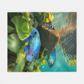 Electric Blue Acara Cichlids Zebra Pleco Fish Art Fleece Deken (Voorkant (Horizontaal))