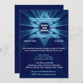 Electric Blue Bar Mitzvah Kaart (Voorkant / Achterkant)
