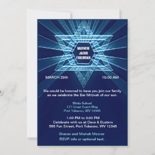 Electric Blue Bar Mitzvah Kaart