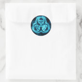 Electric Blue Biohazard Symbool Sticker (Tas)
