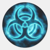 Electric Blue Biohazard Symbool Sticker (Voorkant)