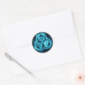 Electric Blue Biohazard Symbool Sticker (Envelop)