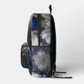 Electric Blue, Black and Grey Marble print Bedrukte Rugzak (Rechts)