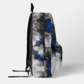 Electric Blue, Black and Grey Marble print Bedrukte Rugzak (Links)
