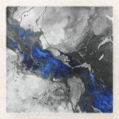 Electric Blue, Black and Grey Marble print Glazen Onderzetter (Voorkant)