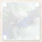 Electric Blue, Black and Grey Marble print Glazen Onderzetter (Achterkant)