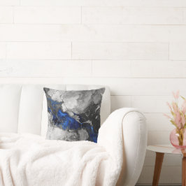 Electric Blue, Black and Grey Marble print Kussen