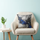 Electric Blue, Black and Grey Marble print Kussen (Stoel)