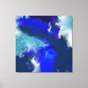 Electric Blue - Blauw Wit Paarse Abstracte Kunst Canvas Afdruk