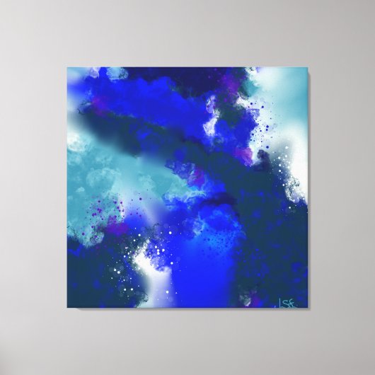 Electric Blue - Blauw Wit Paarse Abstracte Kunst Canvas Afdruk (Voorkant)