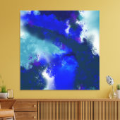 Electric Blue - Blauw Wit Paarse Abstracte Kunst Canvas Afdruk (Insitu (Woonkamer))