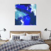 Electric Blue - Blauw Wit Paarse Abstracte Kunst Canvas Afdruk (Insitu (Slaapkamer))
