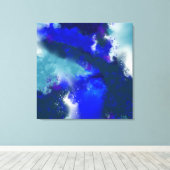 Electric Blue - Blauw Wit Paarse Abstracte Kunst Canvas Afdruk (Insitu (Houten vloer))