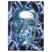 Electric Blue Chrome Skull Cliboard Klembord (Achterkant)