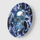 Electric Blue Chrome Skull  Grote Klok (Hoek)