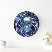 Electric Blue Chrome Skull  Grote Klok (Huis)